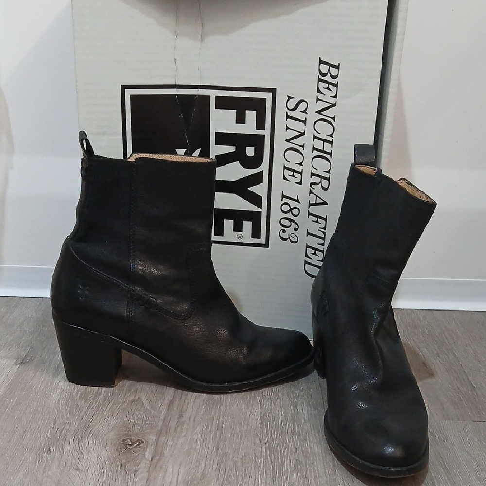 Frye Black Leather Ankle Booties